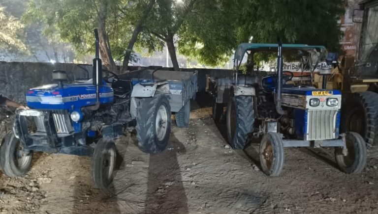 अवैध उत्खनन पर बड़ी कार्रवाई, चैन माउंटेन और हाइवा समेत 6 वाहन जप्त