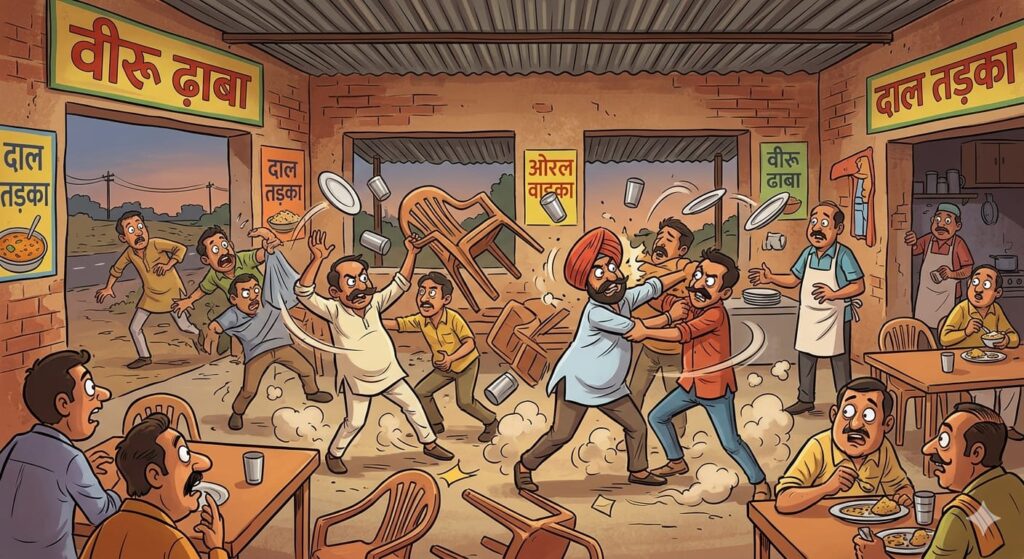 वीरू ढाबे में शराब पीने को लेकर दो गुटों में जमकर बवाल